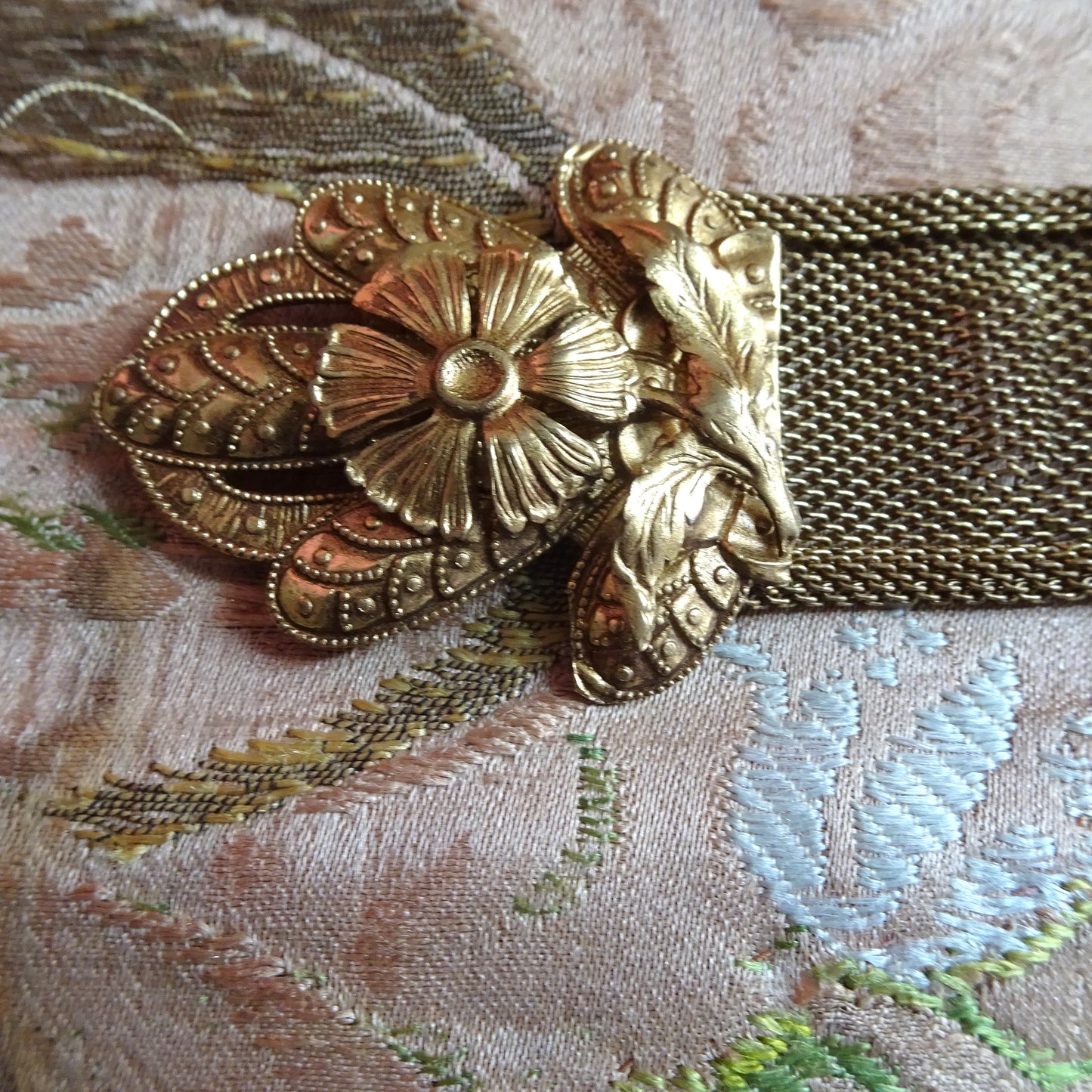BEAUTIFUL Unique Antique Belt Buckle, Ornate Double Dress Buckle, Gold Tone Metal, Stunning Dress Buckle, Statement Vintage Buckles
