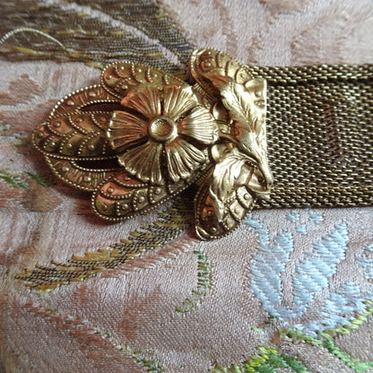 BEAUTIFUL Unique Antique Belt Buckle, Ornate Double Dress Buckle, Gold Tone Metal, Stunning Dress Buckle, Statement Vintage Buckles