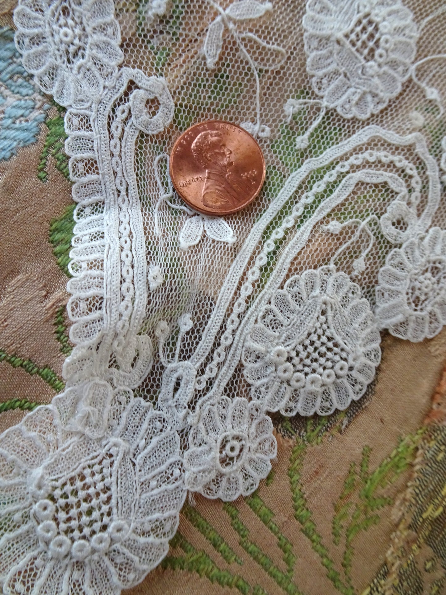 GORGEOUS Antique handmade Brussels Applique lace Collar,Two Large Collar Panels,For Heirloom Sewing,Collectible Antique Lace