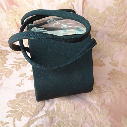 STUNNING 1940s Carved Lucite Lid Black Purse, Beautiful Design Shape, Fabulous Condition, Collectible Vintage Purses