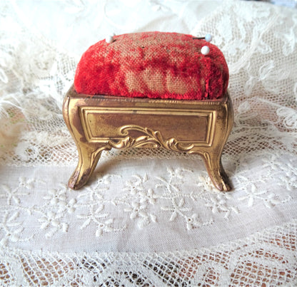 ROMANTIC Art Nouveau Footed Pin Cushion, Perfect For Stick Pins or Hatpins, Vanity Display, Sewing Room Decor,Special Gift,Display Prop,Collectible Pin Cushions