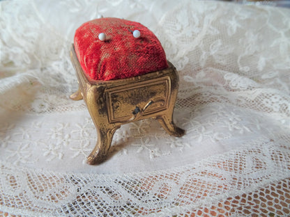 ROMANTIC Art Nouveau Footed Pin Cushion, Perfect For Stick Pins or Hatpins, Vanity Display, Sewing Room Decor,Special Gift,Display Prop,Collectible Pin Cushions
