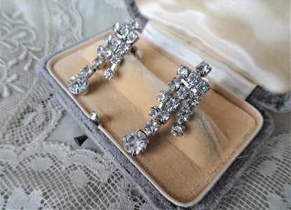 BEAUTIFUL Drop Earrings, Sparkling Glam Earrings ,Rhinestone Earrings,Dangle Earrings,Bridal,Collectible Vintage Jewelry