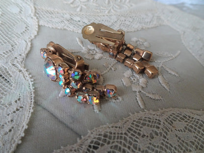 BEAUTIFUL Drop Earrings, Sparkling Glass Earrings ,AB Rhinestone Earrings,Dangle Earrings,Bridal,Collectible Vintage Jewelry
