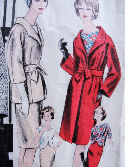 RESERVED 1960s ELEGANT Jean Desses Suit, Blouse and Coat Pattern VOGUE PARIS Original 1108  Day or After 5 Easy Elegance Bust 34 Vintage Sewing Pattern