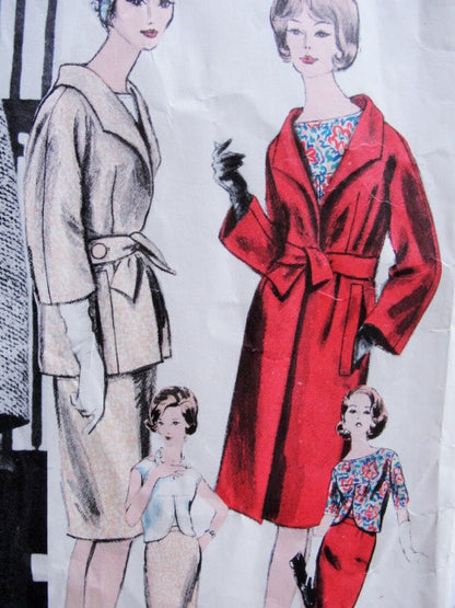 RESERVED 1960s ELEGANT Jean Desses Suit, Blouse and Coat Pattern VOGUE PARIS Original 1108  Day or After 5 Easy Elegance Bust 34 Vintage Sewing Pattern