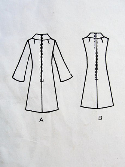 1960s MOD Dress Pattern VOGUE Americana 2055 Bill Blass Designer A-Line Dress Seam Interest  Bust 38 Vintage Sewing Pattern FACTORY FOLDED + Sew In Label