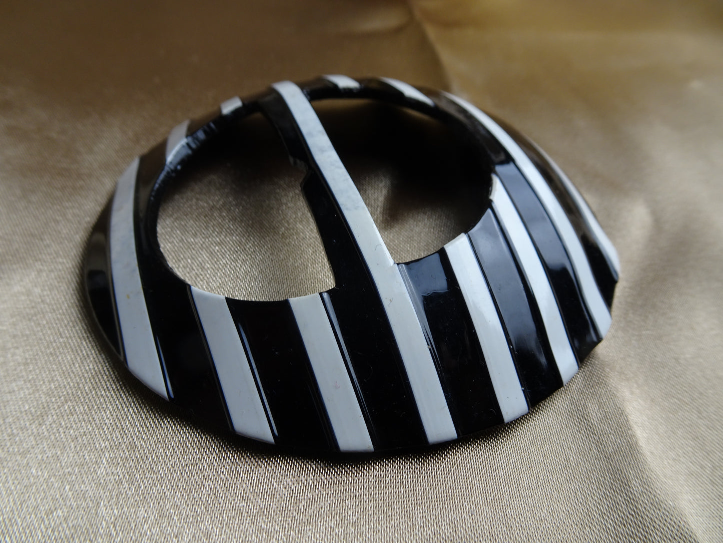 ART DECO Large Belt Buckle, Black White Stripes, Striking Dress Buckle, Collectible Vintage Belt Buckles