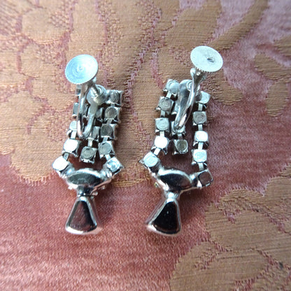 GLAMOROUS Drop Earrings, Sparkling Vintage Earrings ,Rhinestone Earrings,Dangle Earrings,Bridal,Collectible Vintage Jewelry