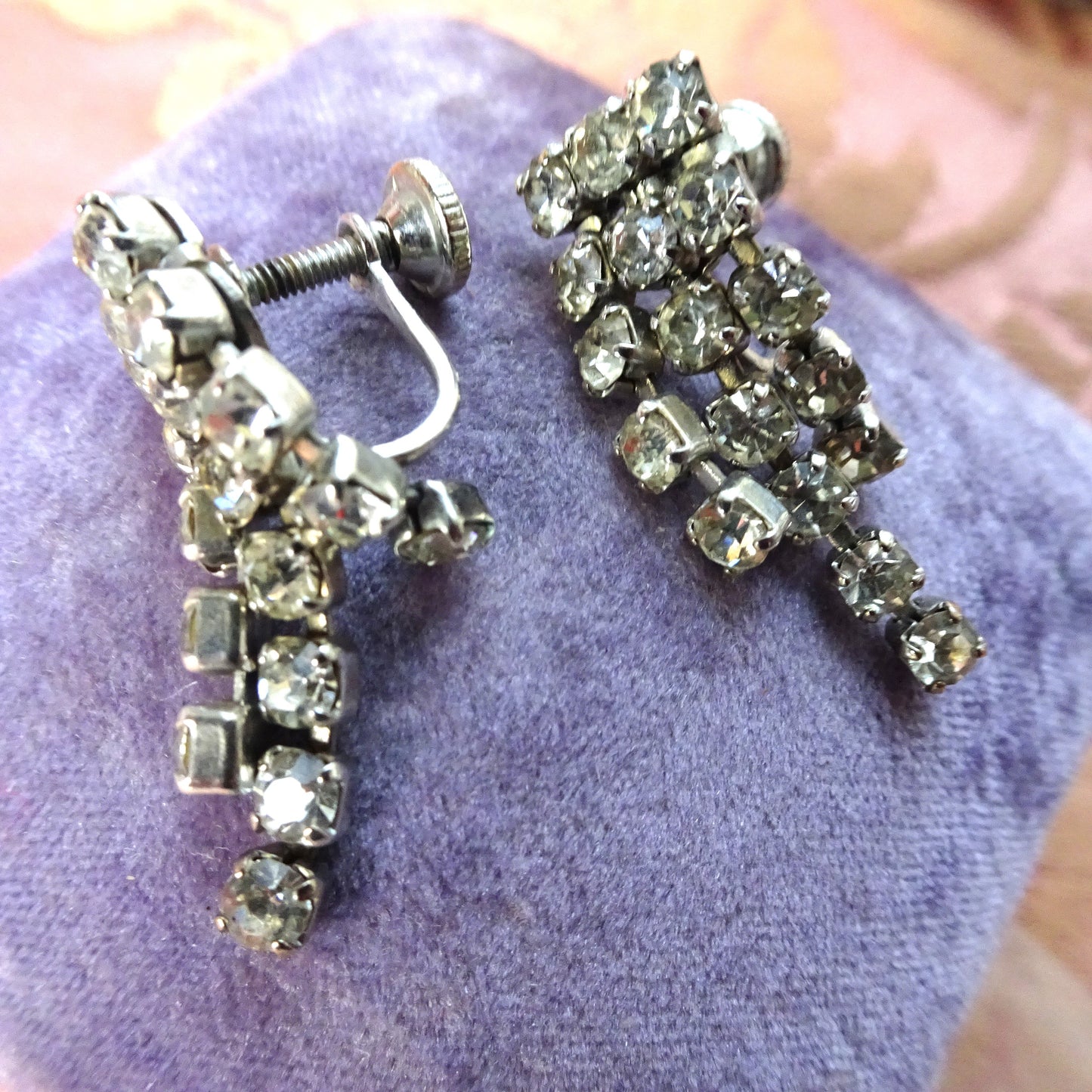Glam Earrings ,Rhinestone Earrings,Dangle Earrings,Bridal,Collectible Vintage Jewelry