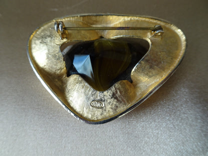 STUNNING Vintage Art Glass Brooch,SPHINX Signed Brooch, Rare 50s Brooch, Mid Century Brooch, Dramatic Design, MCM, Collectible Vintage Jewelry