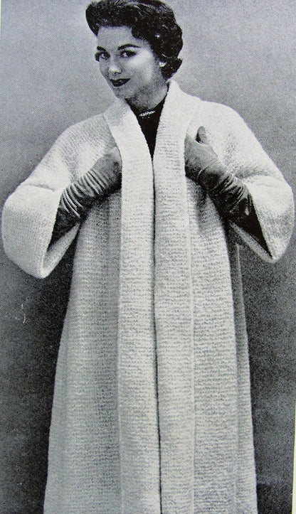 INSTANT PDF PATTERN Crochet and Knit Glam 1950s Full Swing Flare Back Coat Wide Cuffs Perfect Spring or Fall Coat Sweater Knitting Crocheting Pattern