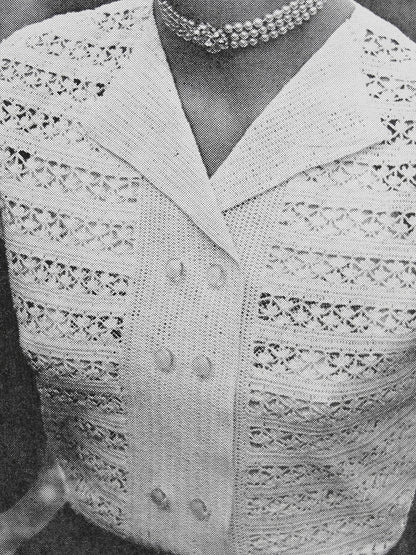 INSTANT PDF CROCHET Pattern 1950s Vintage Ladies Beautiful Lace Blouse Lacey Double Breasted Style Crocheting Crochet Pattern