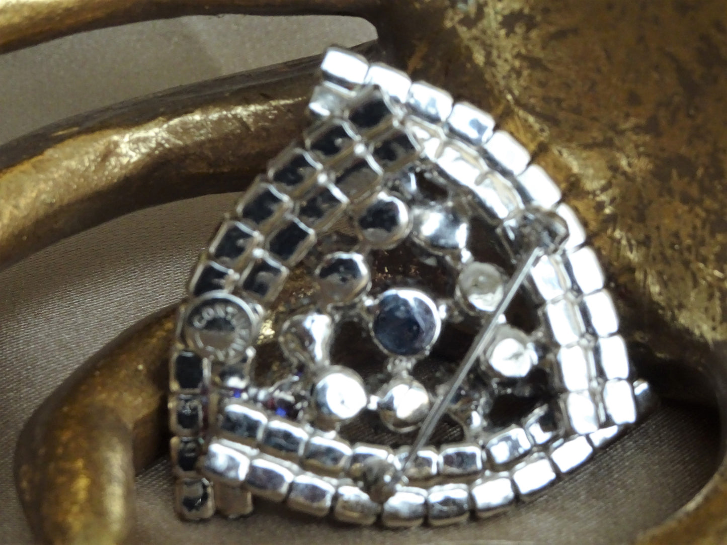 Vintage UNIQUE Design Brooch,Glittering AB Red Rhinestones,Multi Layered Large Brooch,Dazzling Swarovski Crystal,1950s Collectible Jewelry