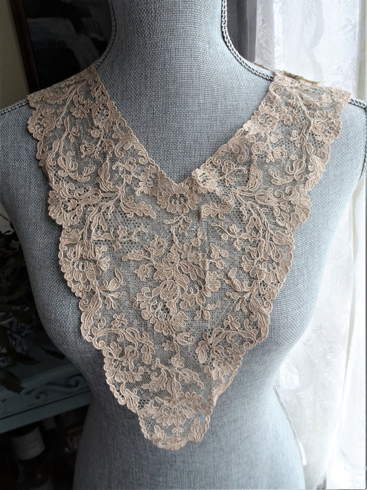 BEAUTIFUL Antique FRENCH LACE Collar,Tambour Embroidered,Great Gatsby,Bridal Vintage Clothing,Collectible Vintage Lace