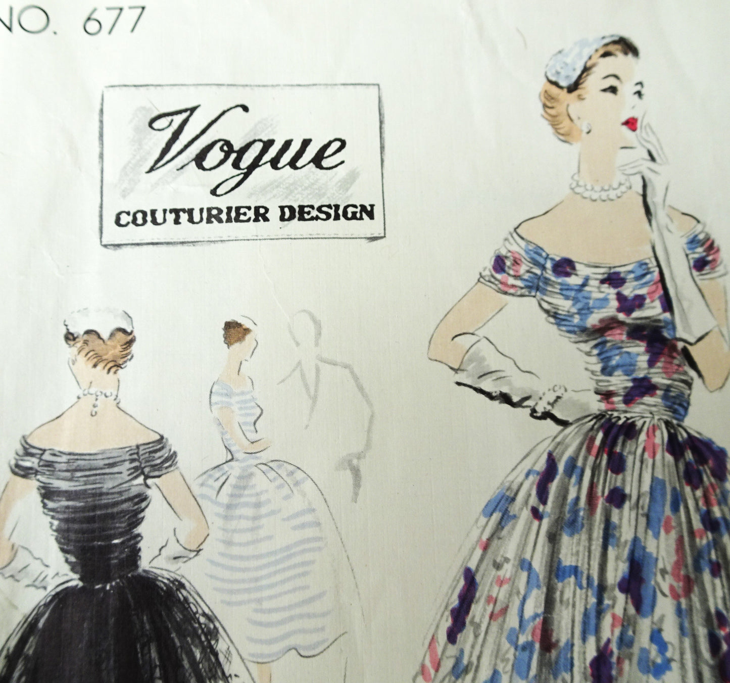 50s GORGEOUS Evening Cocktail Party Dress Pattern VOGUE COUTURIER Design 677 Romantic Draped Bodice Vintage Sewing Pattern
