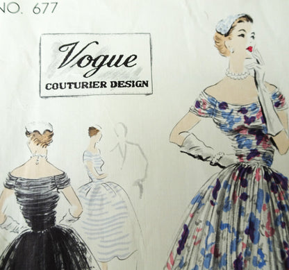 50s GORGEOUS Evening Cocktail Party Dress Pattern VOGUE COUTURIER Design 677 Romantic Draped Bodice Vintage Sewing Pattern