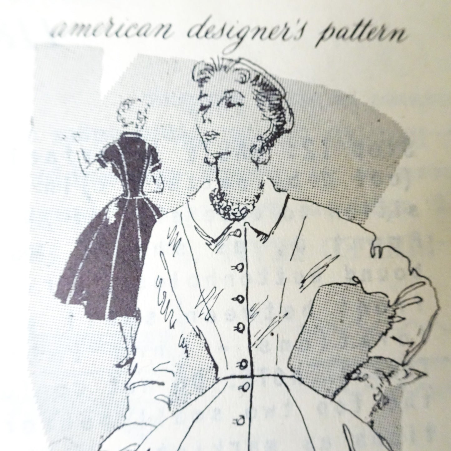 1950s BEAUTIFUL Front Button Dress Day or Cocktail Party Pattern Spadea AMERICAN DESIGNER 1181 Toni Owen Designer Bust 35 Vintage Sewing Pattern