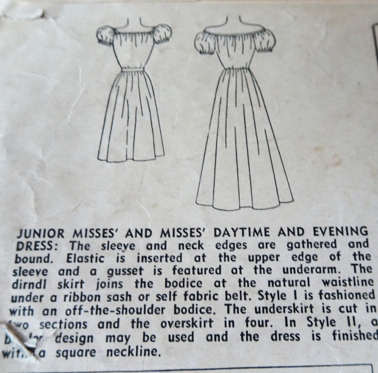 1940s FLIRTY Evening Gown or Day Dress Pattern SIMPLICITY 1922 Simple To Make, Flattering Off Shoulder Neckline Version, Bust 36 Vintage Sewing Pattern