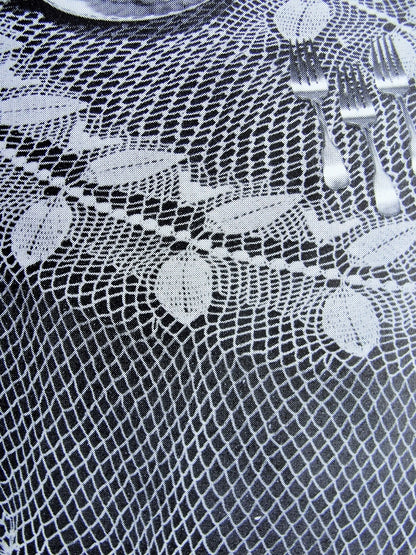 INSTANT DOWNLOAD PDF Lovely Heirloom Lace Crocheted ROUND Tablecloth Vintage Crochet Pattern Garland of Leaves Pattern