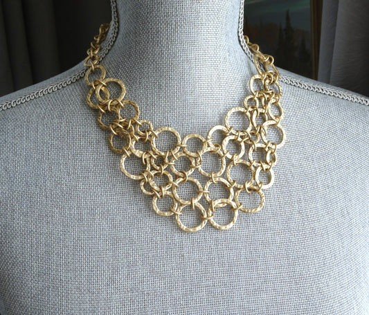 STUNNING Vintage Necklace, Gianni Versace Inspired Bib Chain Mail Design, High Fashion Designer Necklace