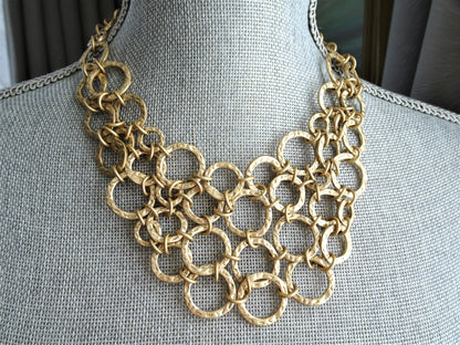 STUNNING Vintage Necklace, Gianni Versace Inspired Bib Chain Mail Design, High Fashion Designer Necklace