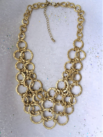 STUNNING Vintage Necklace, Gianni Versace Inspired Bib Chain Mail Design, High Fashion Designer Necklace