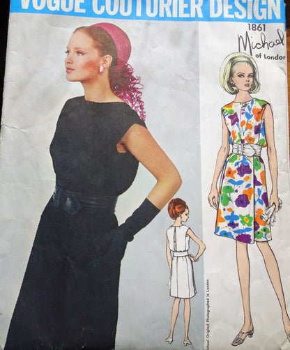 1960s CLASSY Slim Dress Pattern VOGUE Couturier Design 1861 Michael of London Beautiful Day or After 5 Dress, Bust 32 Vintage Sewing Pattern