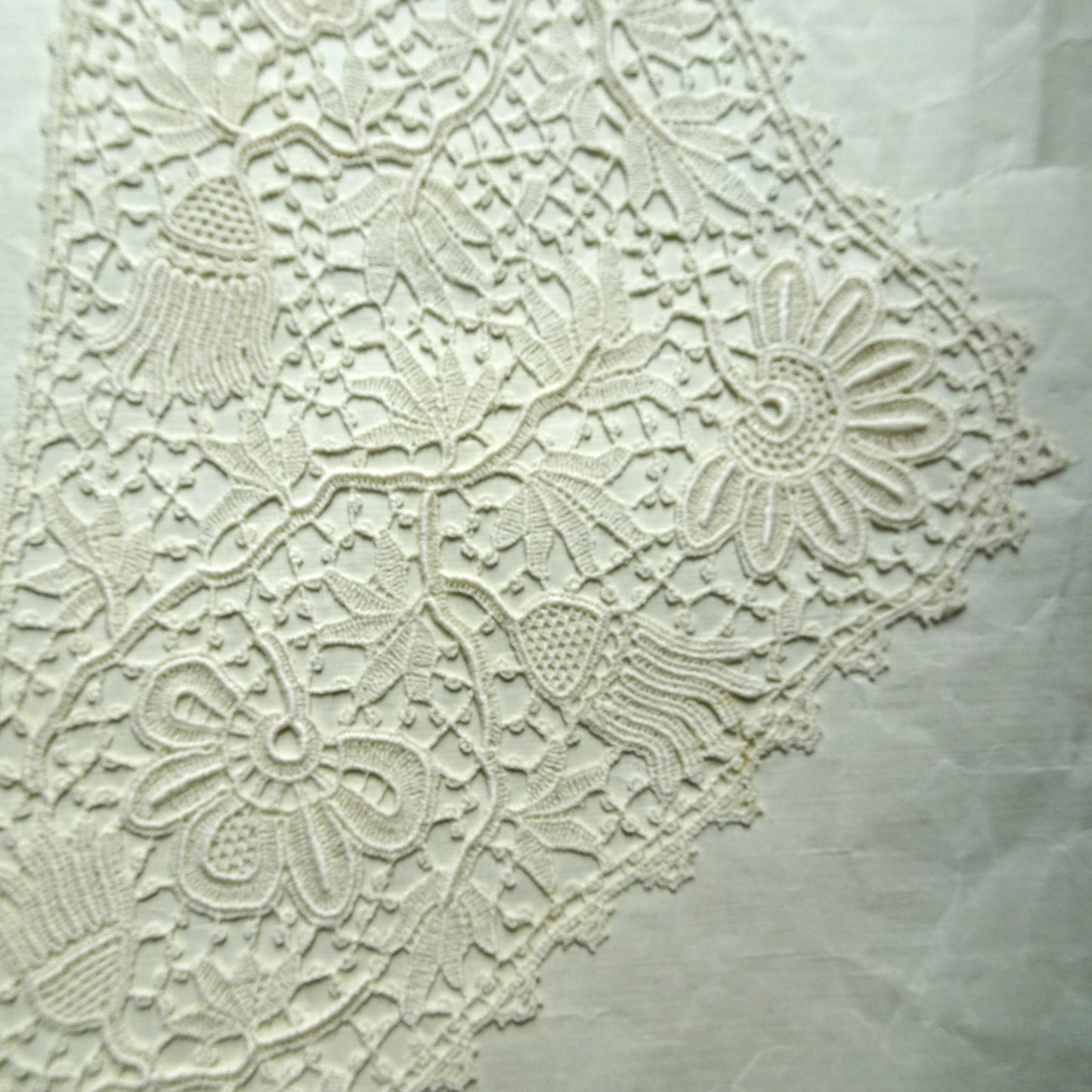 GORGEOUS Antique Lace Collar,Salesman's Sample,On Original Paper With Label,Irish Pattern Lace,Heirloom Sewing or Frame It, Collectible Lace