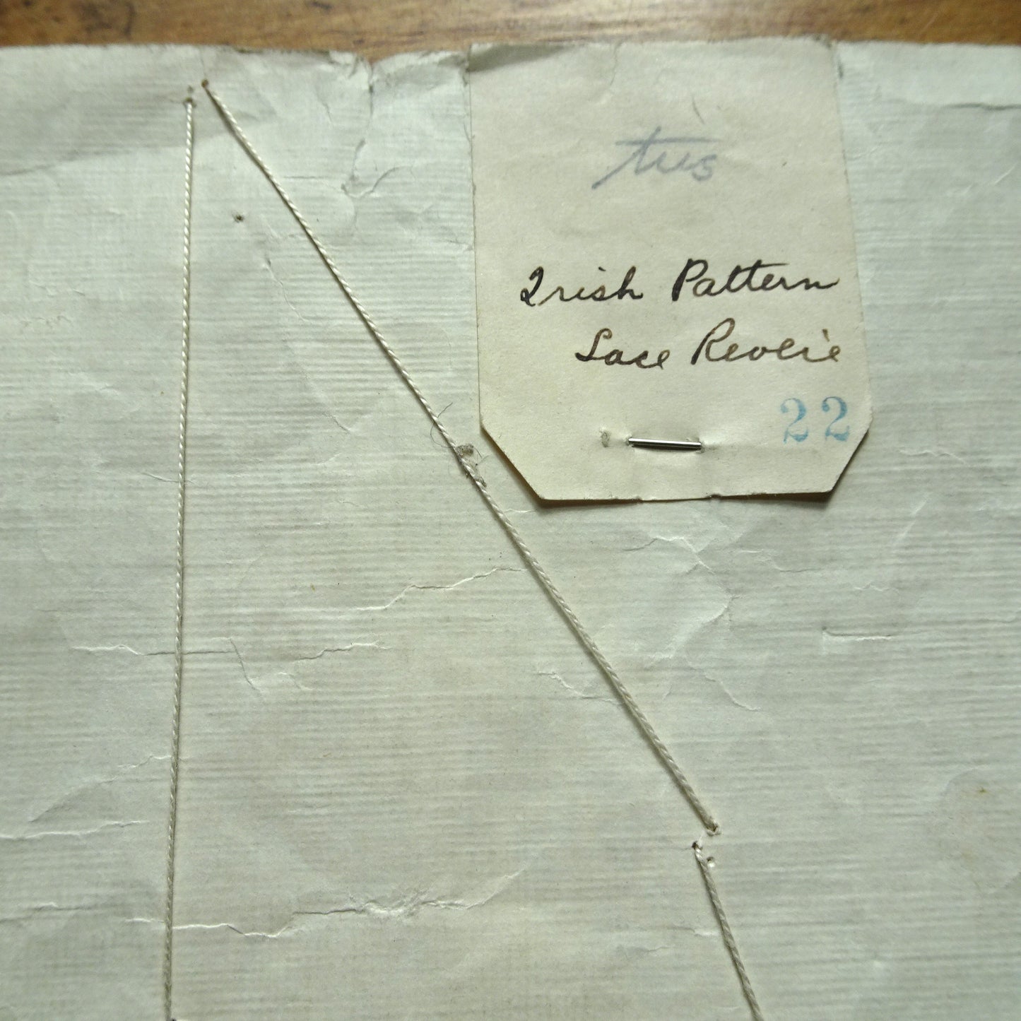 GORGEOUS Antique Lace Collar,Salesman's Sample,On Original Paper With Label,Irish Pattern Lace,Heirloom Sewing or Frame It, Collectible Lace