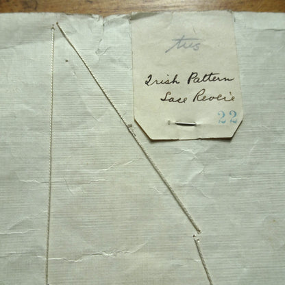 GORGEOUS Antique Lace Collar,Salesman's Sample,On Original Paper With Label,Irish Pattern Lace,Heirloom Sewing or Frame It, Collectible Lace