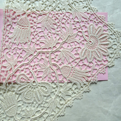 GORGEOUS Antique Lace Collar,Salesman's Sample,On Original Paper With Label,Irish Pattern Lace,Heirloom Sewing or Frame It, Collectible Lace