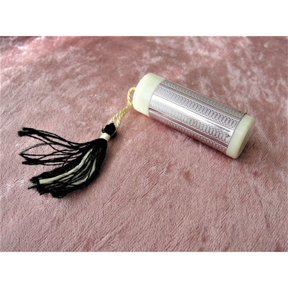 VINTAGE Art Deco Sewing Kit,Travel Kit,Etui,Needle Case,Mending Sewing Kit,Ivory Celluloid n Pink Metal,Silk Tassel,Antique Needlework Tools