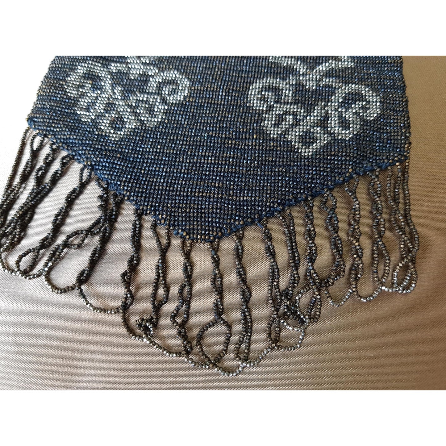 GORGEOUS 1920s Art Deco FRENCH Metal Beaded Purse Bag Lovely Micro Beads Shimmering Silver Gold Flapper Era Collectible Antique Purses