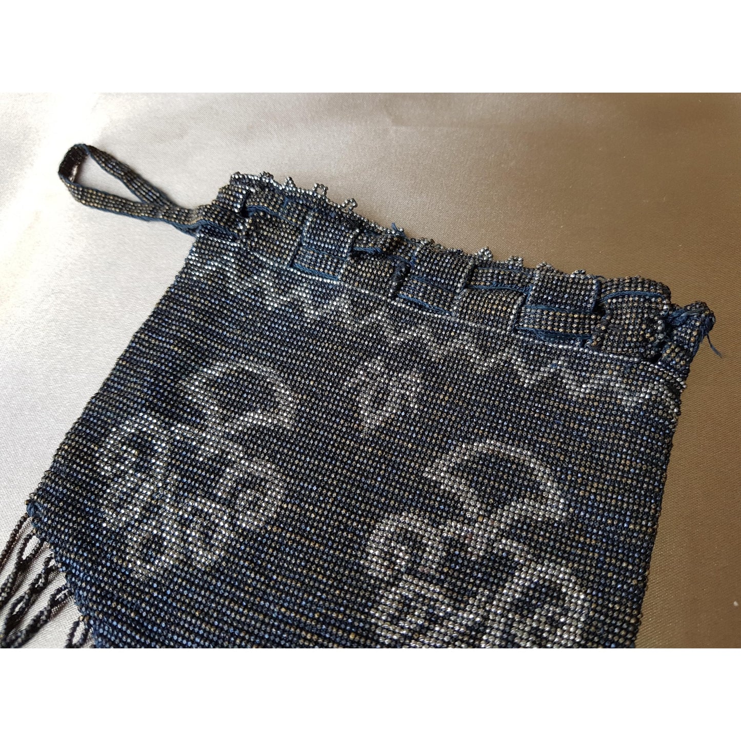 GORGEOUS 1920s Art Deco FRENCH Metal Beaded Purse Bag Lovely Micro Beads Shimmering Silver Gold Flapper Era Collectible Antique Purses