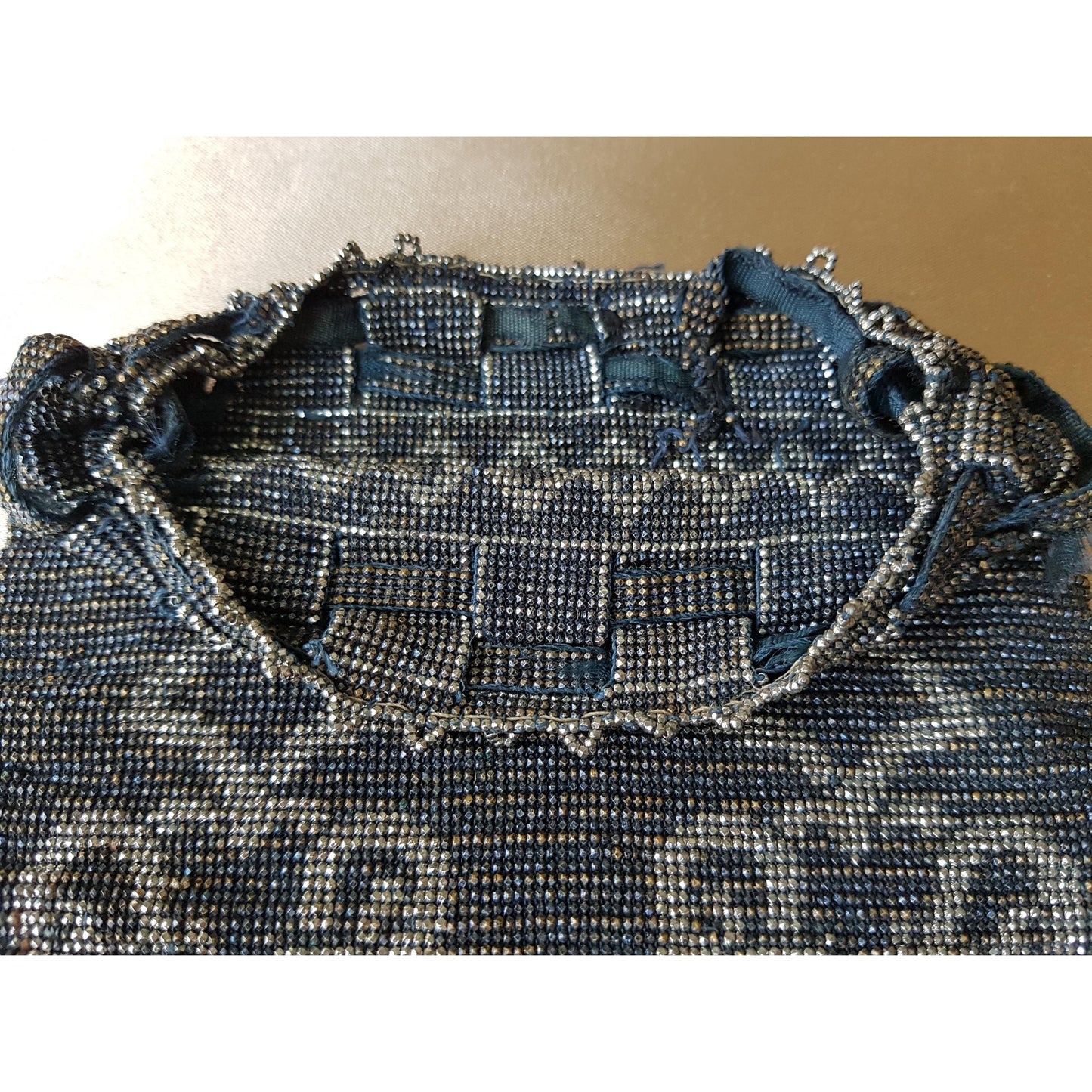 GORGEOUS 1920s Art Deco FRENCH Metal Beaded Purse Bag Lovely Micro Beads Shimmering Silver Gold Flapper Era Collectible Antique Purses