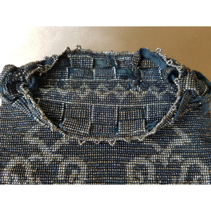 GORGEOUS 1920s Art Deco FRENCH Metal Beaded Purse Bag Lovely Micro Beads Shimmering Silver Gold Flapper Era Collectible Antique Purses