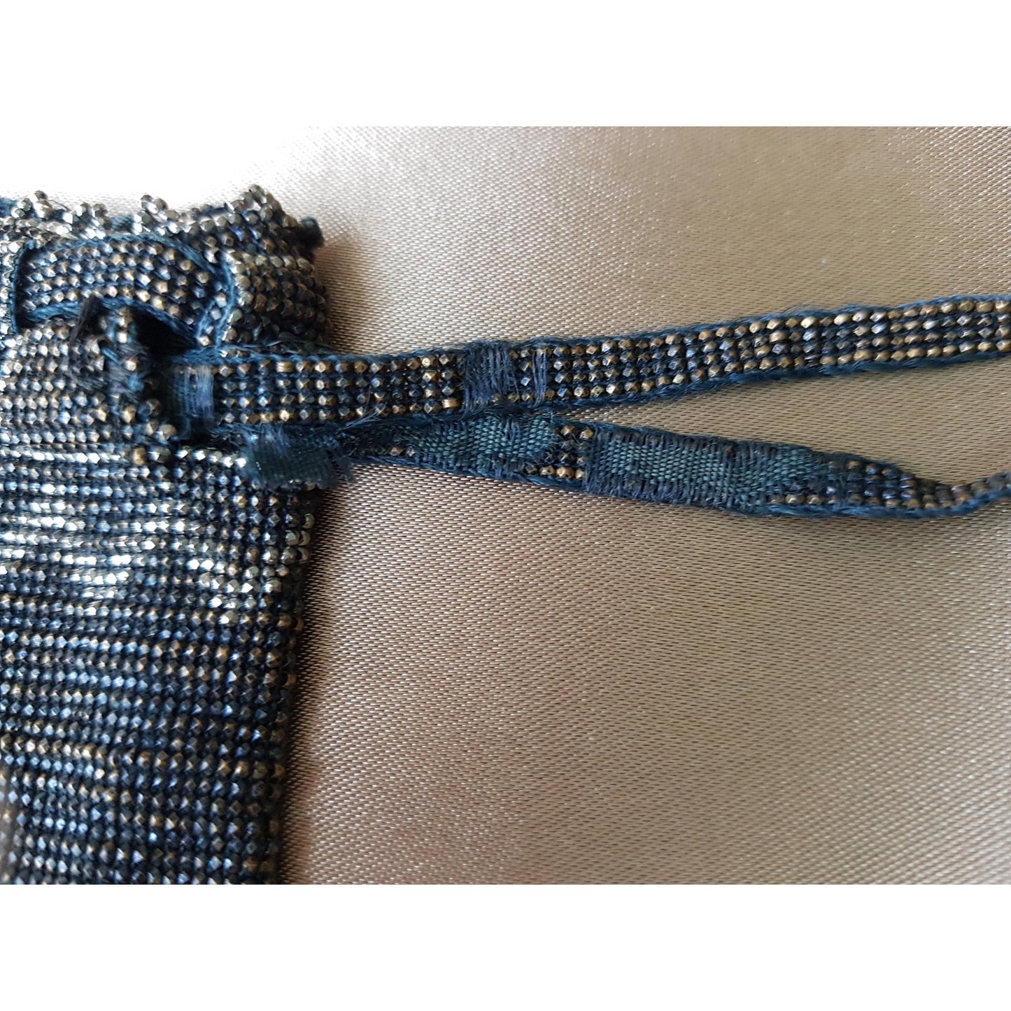GORGEOUS 1920s Art Deco FRENCH Metal Beaded Purse Bag Lovely Micro Beads Shimmering Silver Gold Flapper Era Collectible Antique Purses