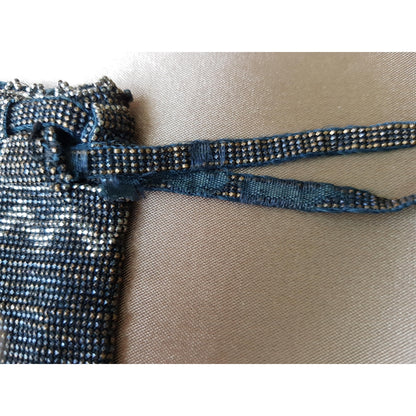 GORGEOUS 1920s Art Deco FRENCH Metal Beaded Purse Bag Lovely Micro Beads Shimmering Silver Gold Flapper Era Collectible Antique Purses