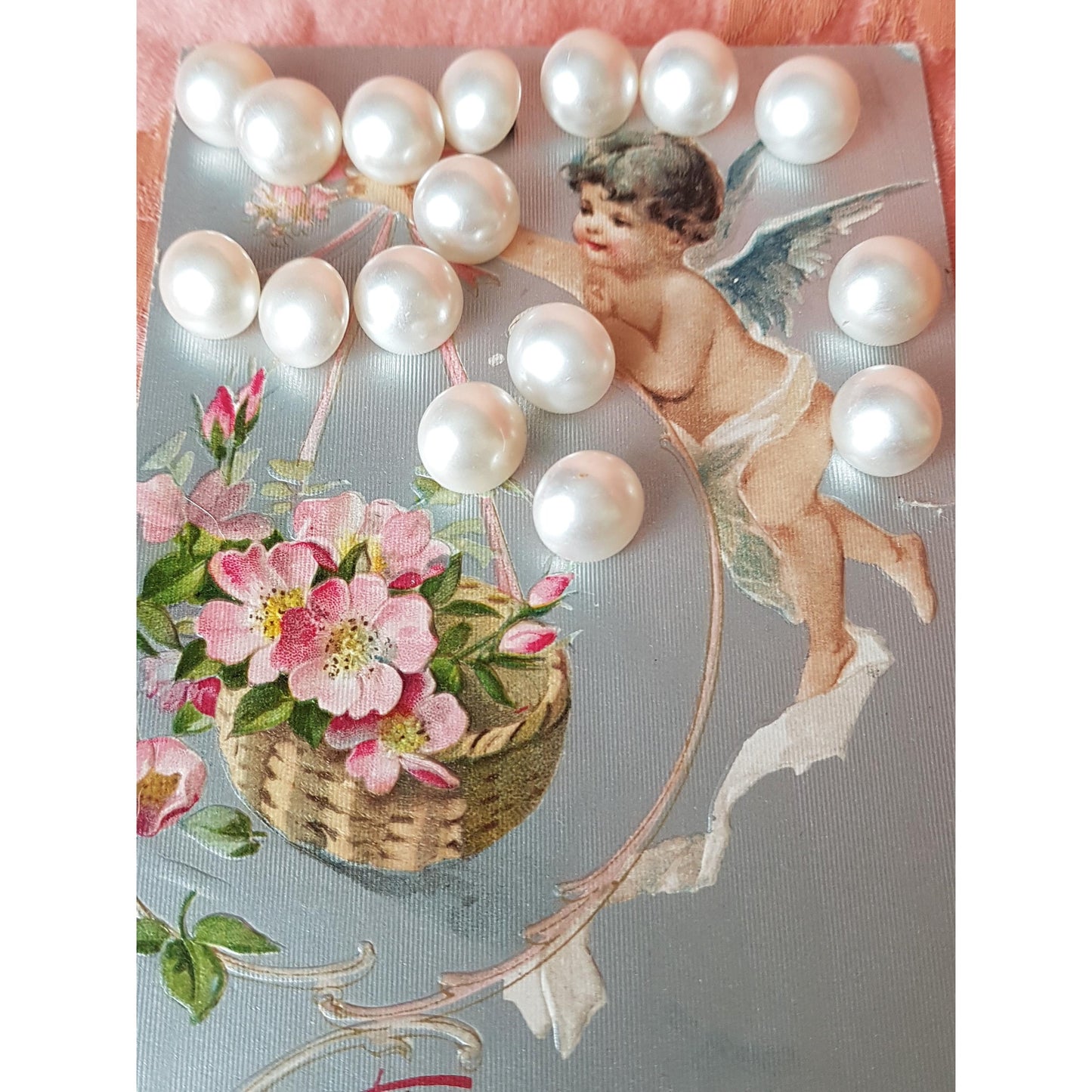BEAUTIFUL Vintage Set of Pearl Glass Buttons, Set of 16 Buttons, Bridal Dress, Fine Heirloom Sewing, Collectible Buttons