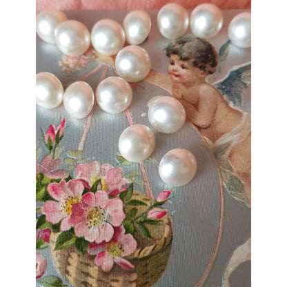 BEAUTIFUL Vintage Set of Pearl Glass Buttons, Set of 16 Buttons, Bridal Dress, Fine Heirloom Sewing, Collectible Buttons
