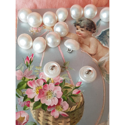 BEAUTIFUL Vintage Set of Pearl Glass Buttons, Set of 16 Buttons, Bridal Dress, Fine Heirloom Sewing, Collectible Buttons