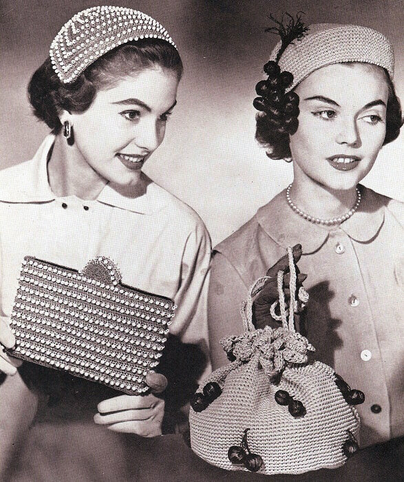 Instant PDF Vintage Pattern Book THIRTY TWO Hats and Bags PATTERNS Hiawatha Hats & Bags By Melina Book No. 115 Patterns for 32 Lovely Hats Purses