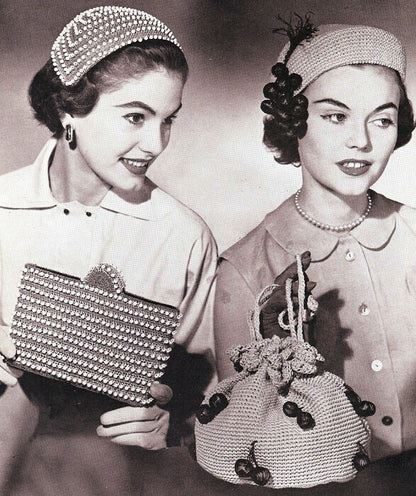 Instant PDF Vintage Pattern Book THIRTY TWO Hats and Bags PATTERNS Hiawatha Hats & Bags By Melina Book No. 115 Patterns for 32 Lovely Hats Purses