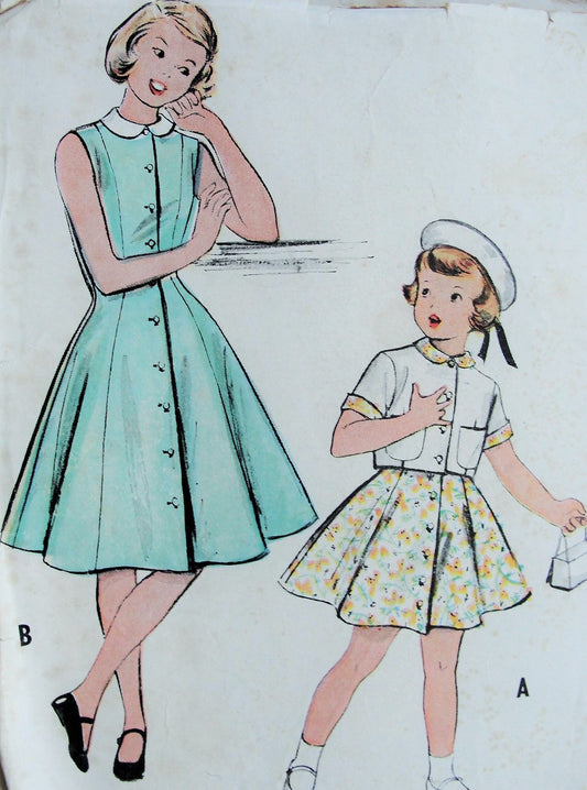 1950s Vintage CUTE Childs Dress and Jacket McCalls 9731 Chest 23 Sewing Pattern