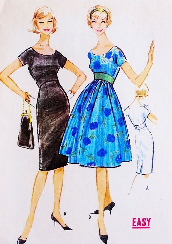 1950s Empire Waist Slim or Full Skirt Dress Pattern McCALLS 4890 Day or Party Dress Bust 32 Vintage Sewing Pattern