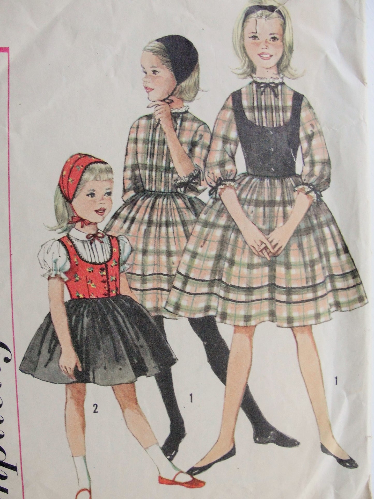 Vintage 1950s SWEET Girl's Dress with Weskit and Hat Simplicity 3607 Chest 24 Sewing Pattern