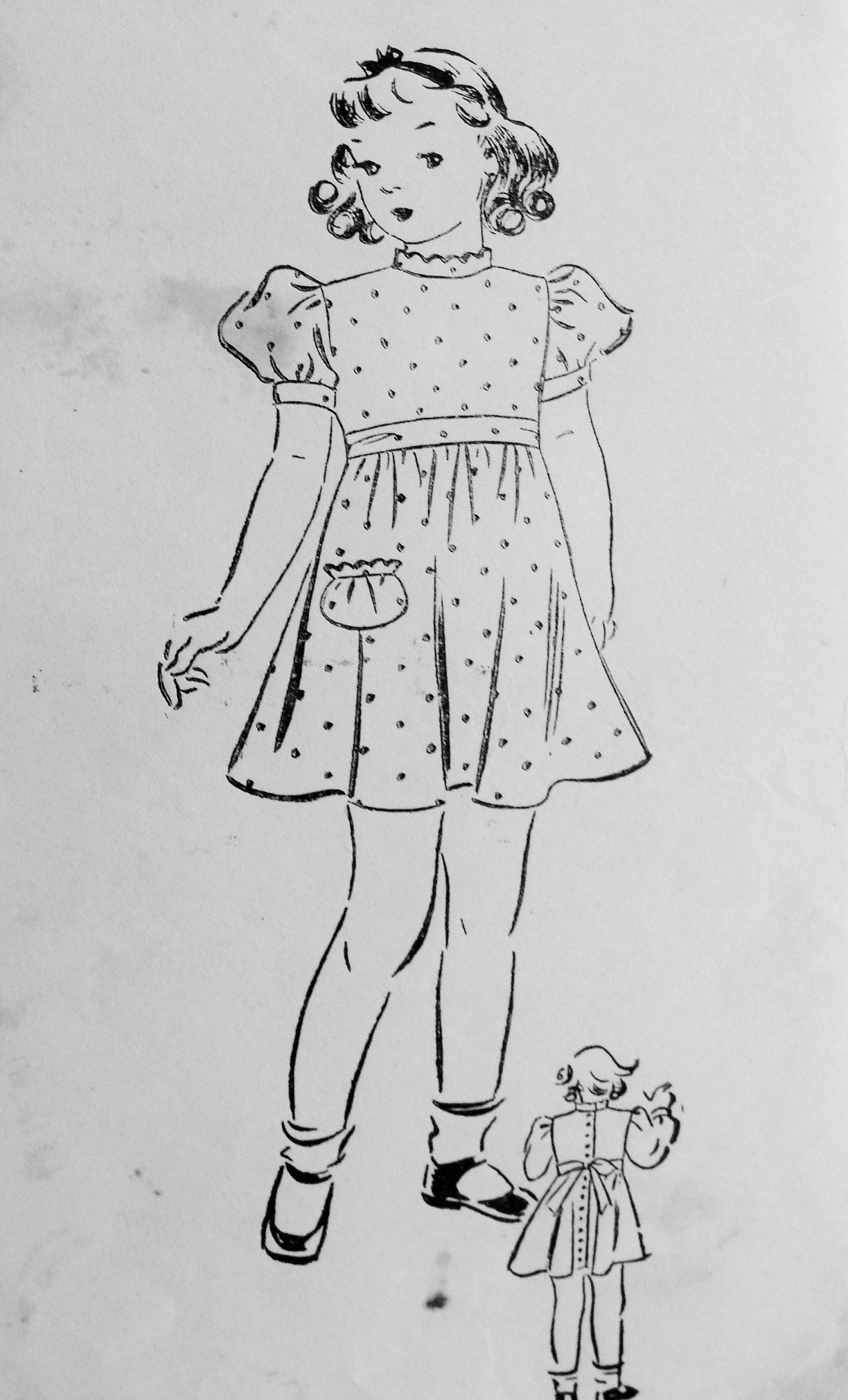Vintage 1930s PRETTY Childs Dress with High Collar Superior Pattern 228 Chest 26 Sewing Pattern
