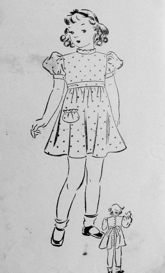 Vintage 1930s PRETTY Childs Dress with High Collar Superior Pattern 228 Chest 26 Sewing Pattern