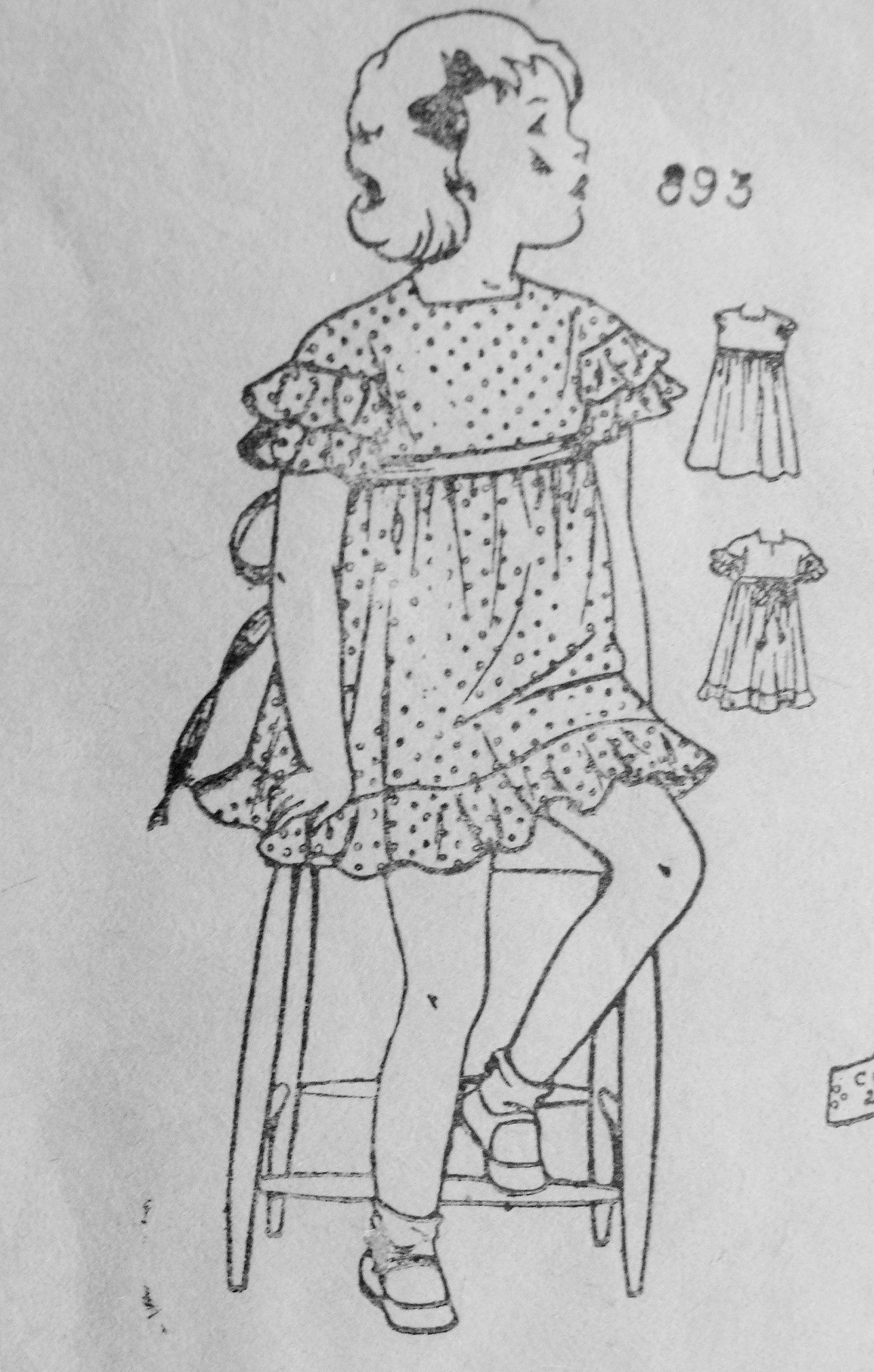 Vintage 1930s ADORABLE Childs Empire Waist Dress Superior Patterns 893 Little Girls Vintage Sewing Pattern